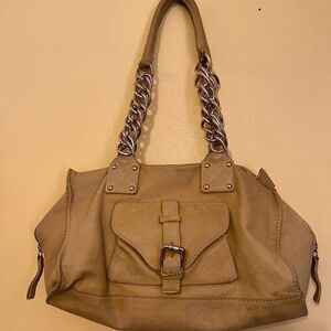By Bios Genuine Leather Chain Strap Handbag Shoulder Bag Brown One Size